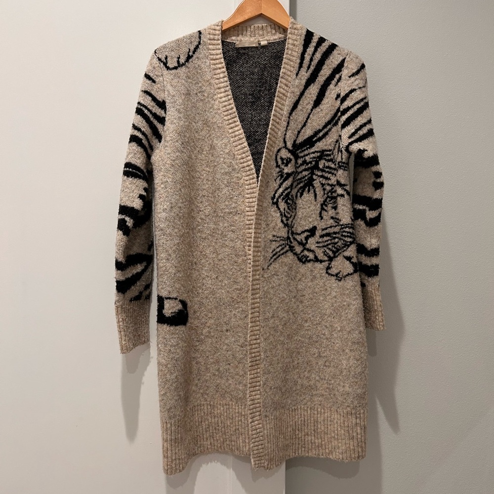 Anthropologie Beige and Black Tiger Cardigan